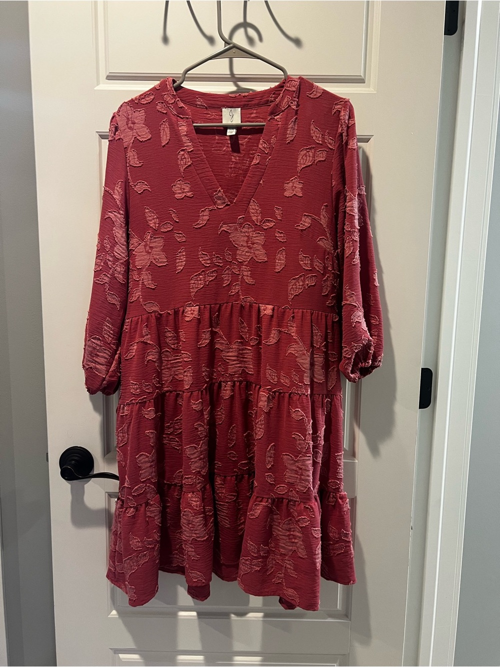 Women's Floral Tiered V-Neck Dress - Pink